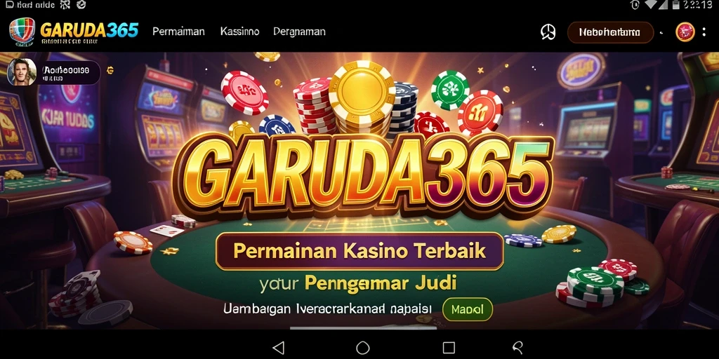Tampilan gameplay utama GARUDA365 dengan suasana kasino yang menggembirakan.