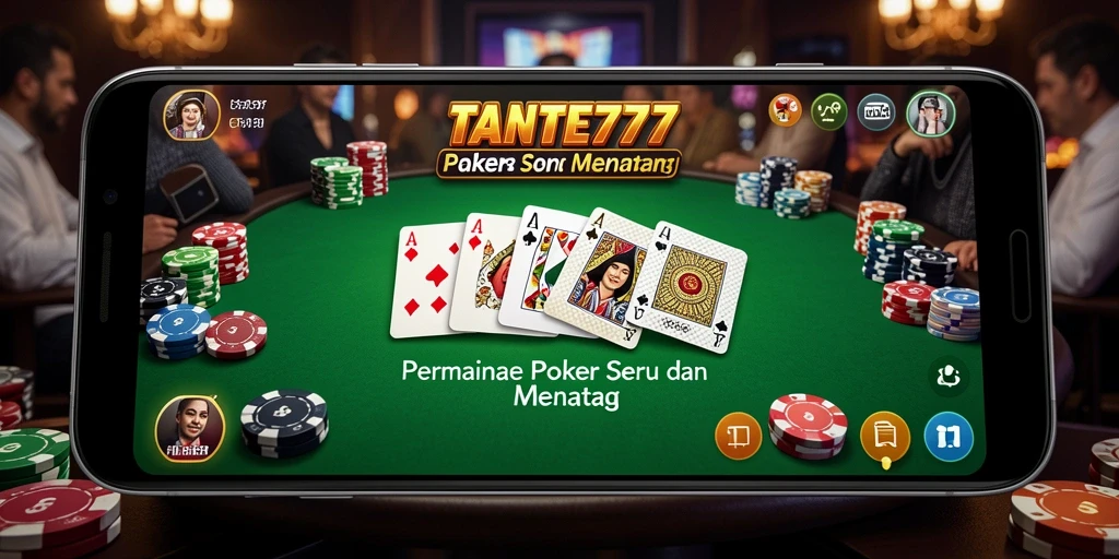 Gameplay seru TANTE777 dengan pemain poker lainnya.