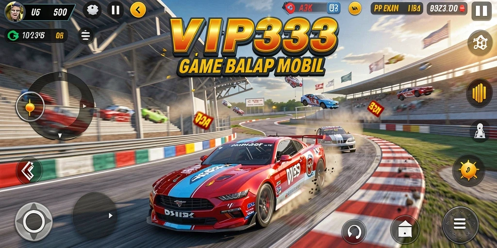 Tampilan gameplay yang cepat dan mendebarkan dalam balapan mobil.