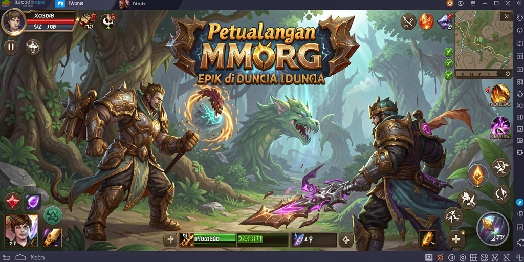 Screenshot menampilkan pertempuran seru dalam gameplay MMORPG.